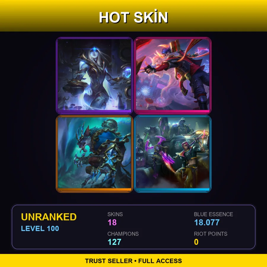 KR | Lv100 | Unranked | 18 Skin | 127 Champ — LoL account