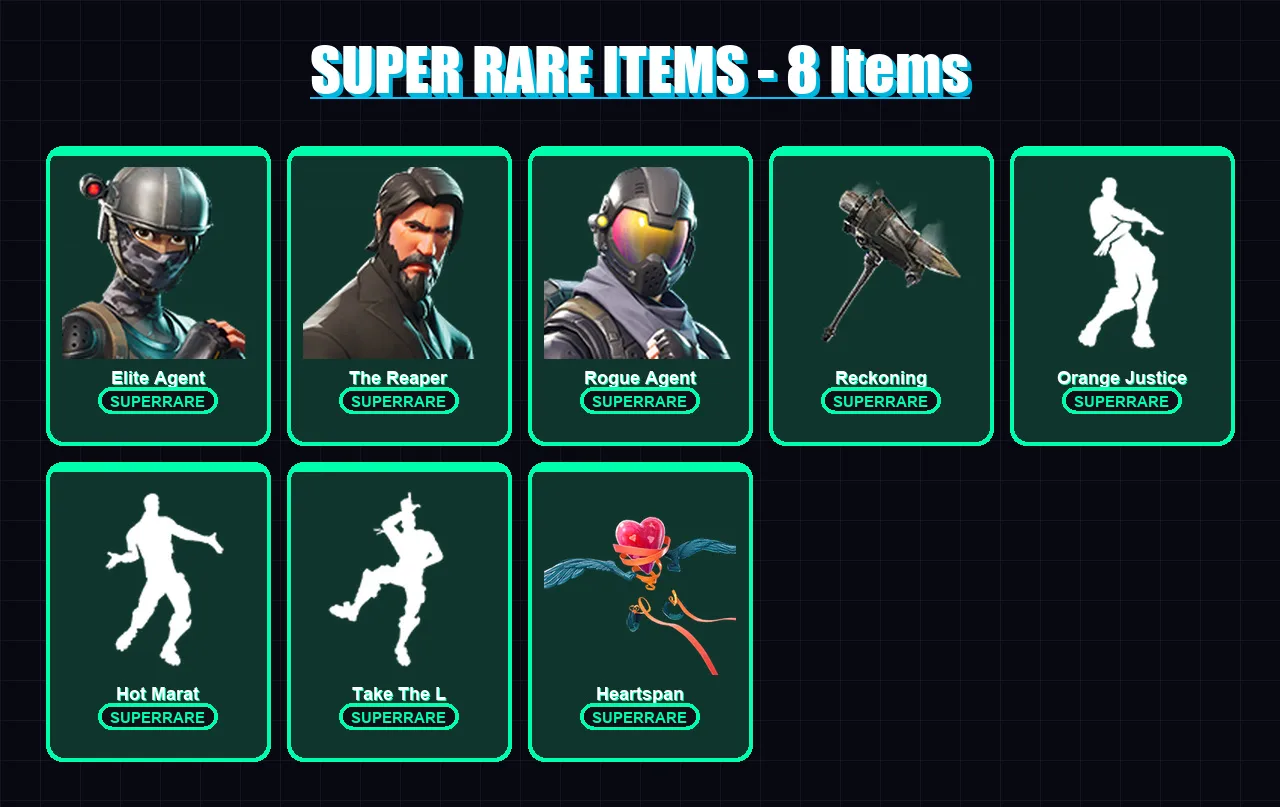 [PC/XBOX/PSN] | Elite Agent | The Reaper | Rogue Agent | Hybrid | Blackheart | 40 skin | 20 pickaxe | 36 emote | 30 glider | Lv358