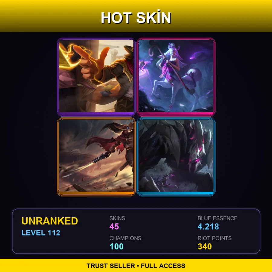 EUW | Lv112 | Unranked | 45 Skin | 100 Champ