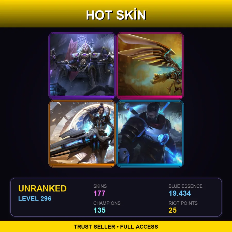 RU | Lv296 | Unranked | 177 Skin | 135 Champ — LoL account