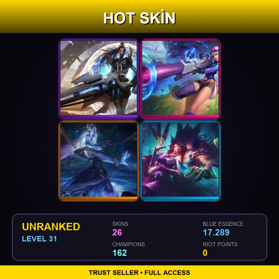 SG | Lv31 | Unranked | 26 Skin | 162 Champ — LoL account