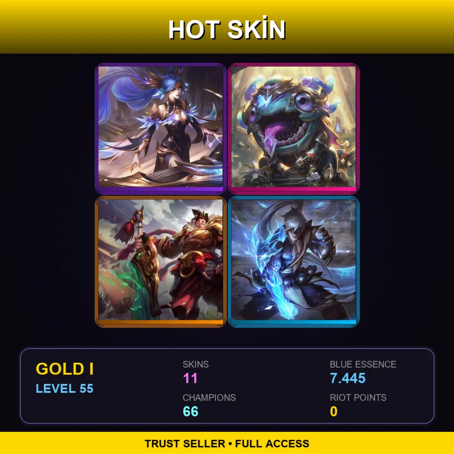 EUNE | Lv55 | Gold I | 11 Skin | 66 Champ