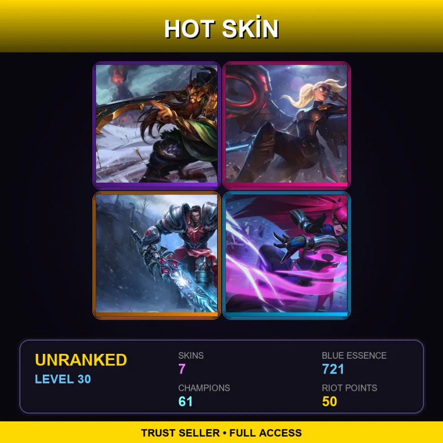 RU | Lv30 | Unranked | 7 Skin | 61 Champ — LoL account