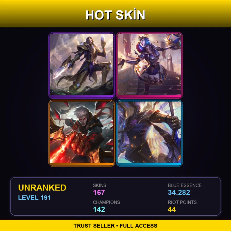 LAN | Lv191 | Unranked | 167 Skin | 142 Champ