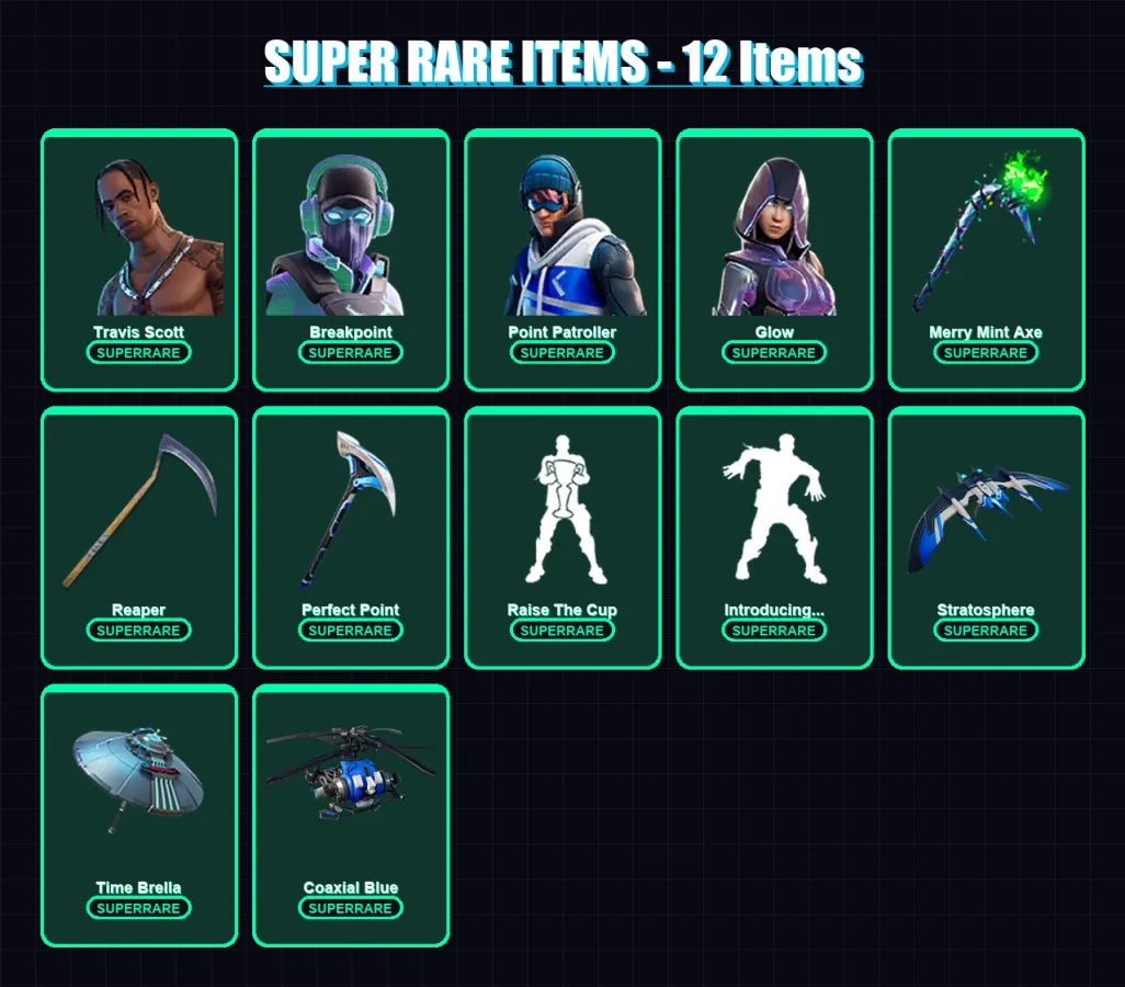 [PC/XBOX] | Travis Scott | Breakpoint | Point Patroller | Glow | Cuddle Team Leader | 86 skin | 87 pickaxe | 85 emote | 74 glider | Lv1170