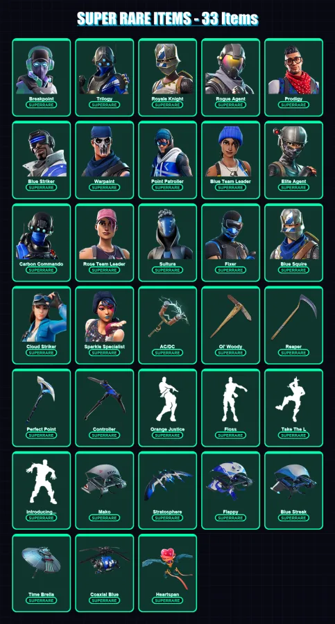 [PC/XBOX] | Breakpoint | Trilogy | Royale Knight | Rogue Agent | Prodigy | 153 skin | 149 pickaxe | 119 emote | 136 glider | Lv1797 — main preview
