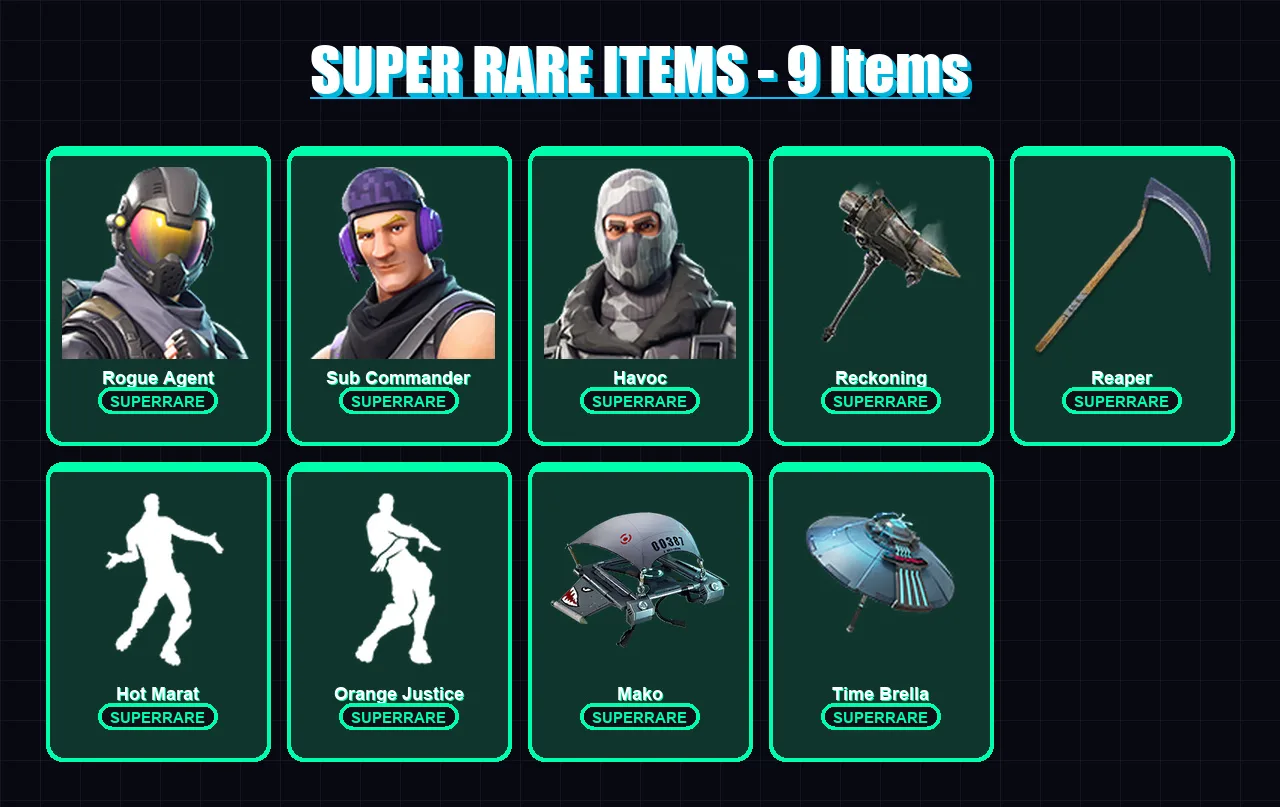 [PC/XBOX] | Rogue Agent | Sub Commander | Havoc | Fade | Lynx | 82 skin | 74 pickaxe | 80 emote | 86 glider | Lv1297