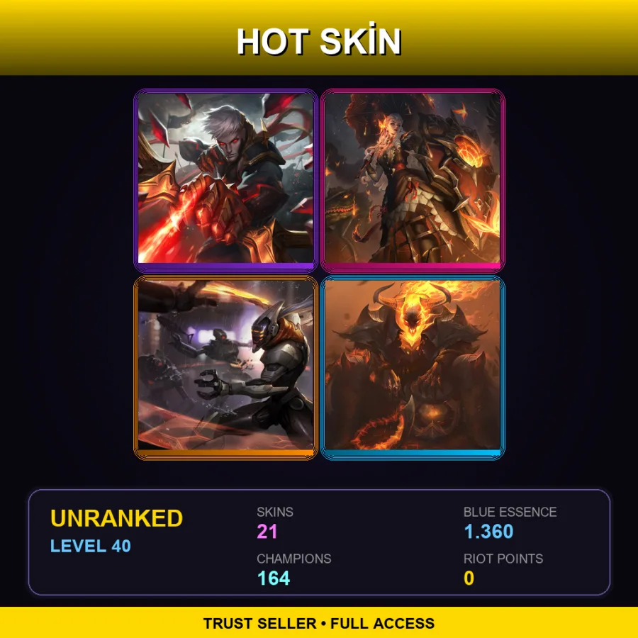 SG | Lv40 | Unranked | 21 Skin | 164 Champ — LoL account