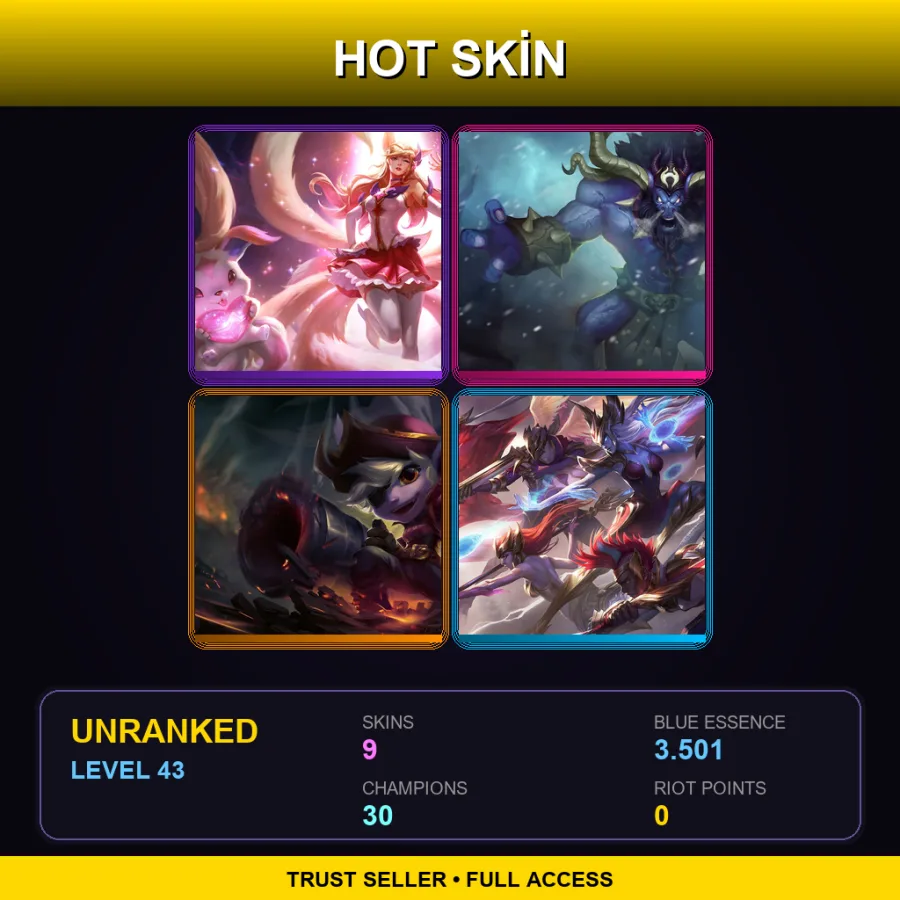 BR | Lv43 | Unranked | 9 Skin | 30 Champ — LoL account