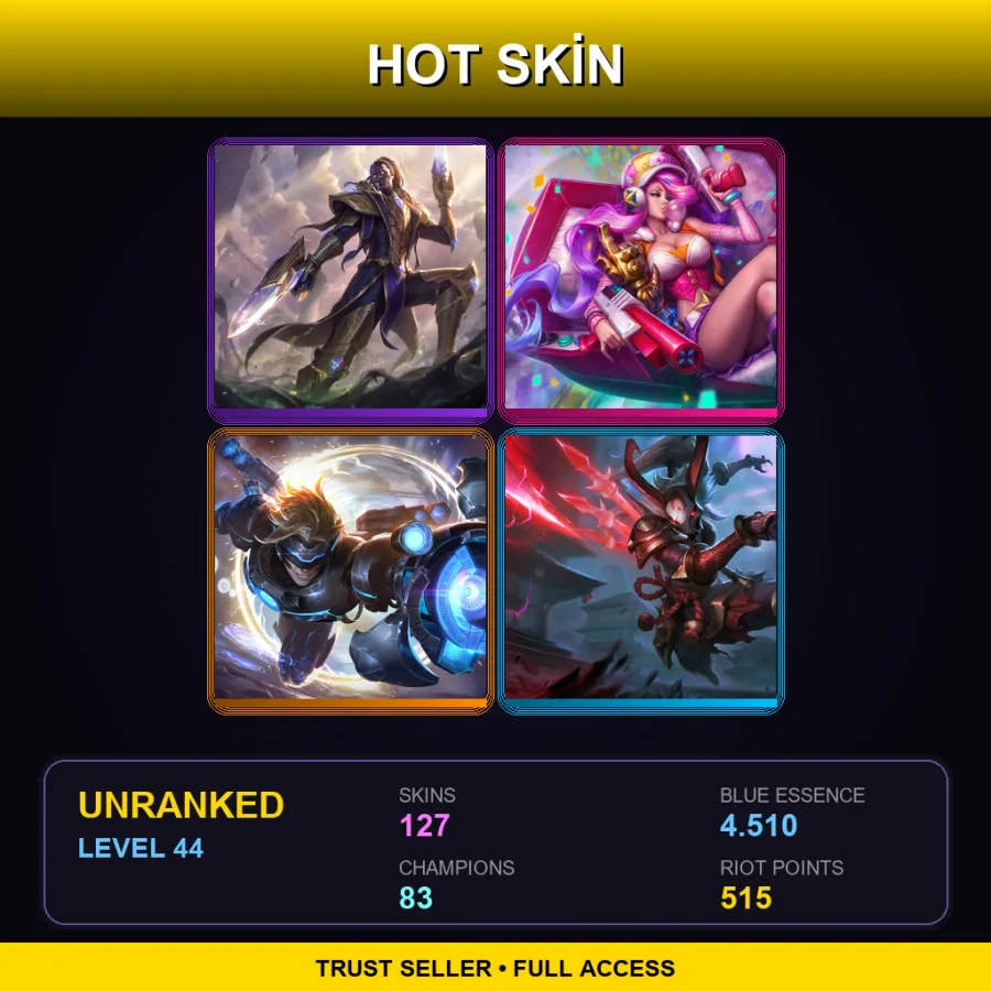 ME | Lv44 | Unranked | 127 Skin | 83 Champ — Unranked / Smurf League of Legends