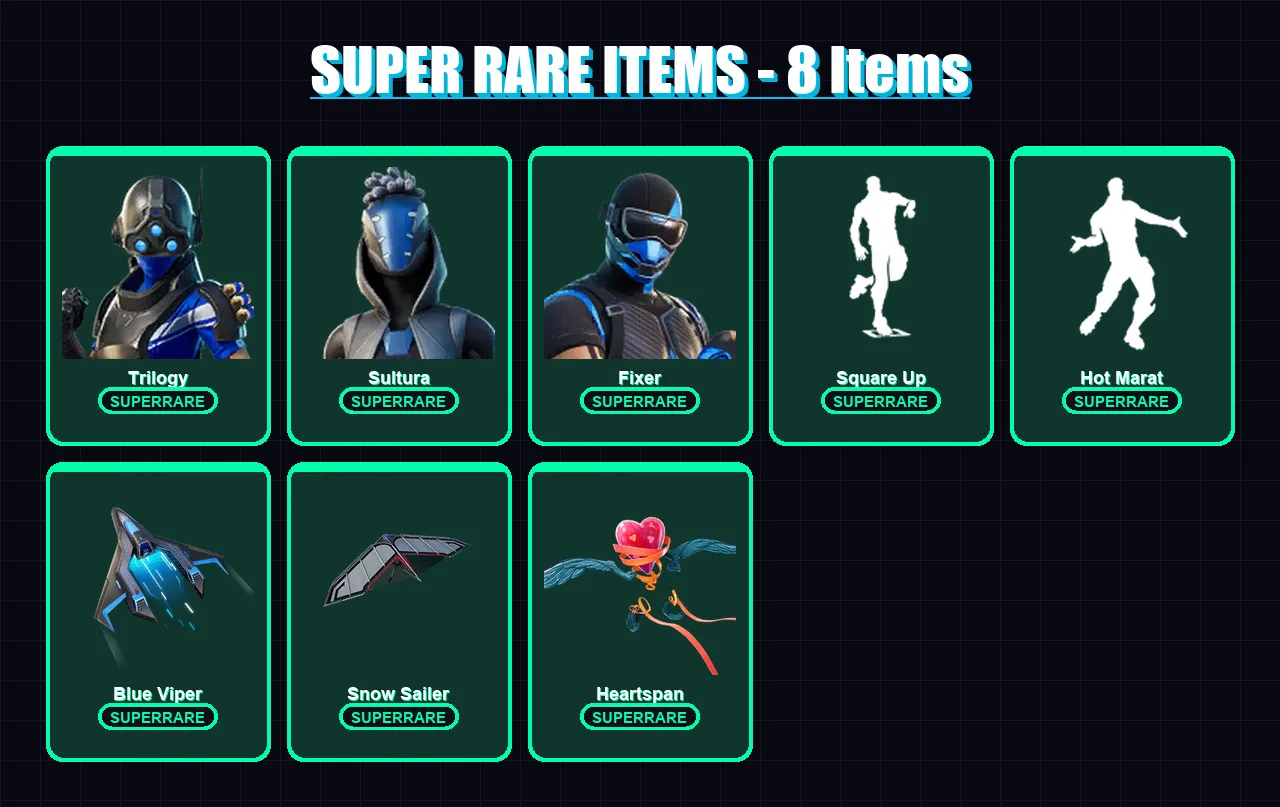[PS4/PS5/XBOX/PC] | Trilogy | Sultura | Fixer | Torin | Snap | 106 skin | 113 pickaxe | 89 emote | 111 glider | Lv1556