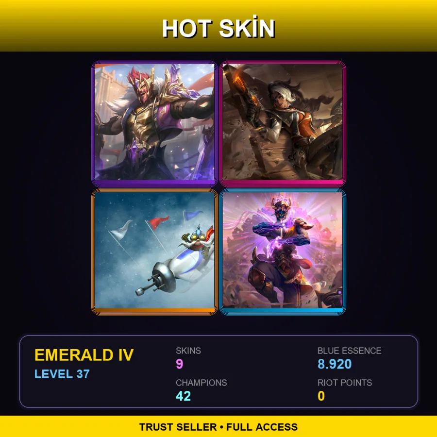 NA | Lv37 | Emerald IV | 9 Skin | 42 Champ