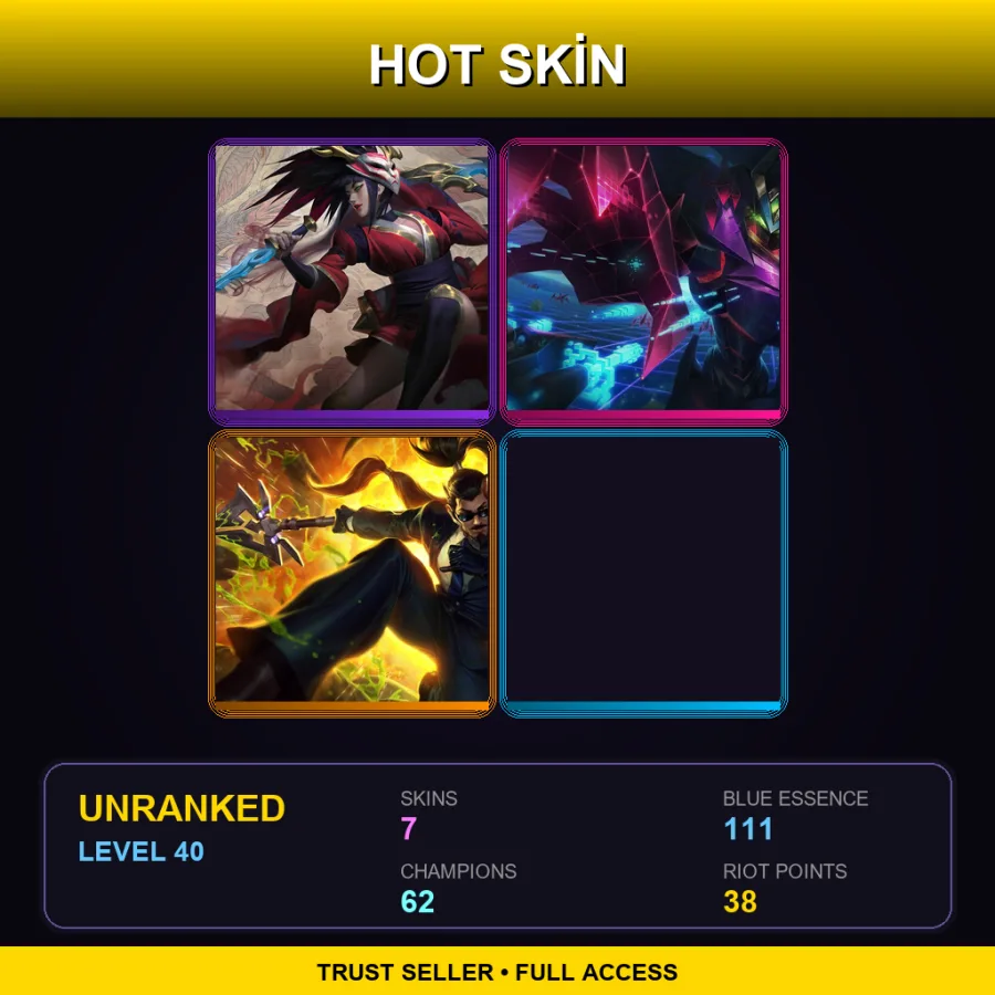 EUNE | Lv40 | Unranked | 7 Skin | 62 Champ — Secret Agent Xin Zhao