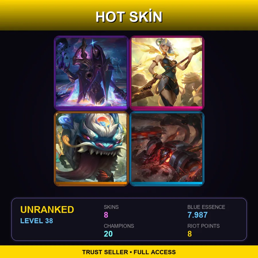 LAS | Lv38 | Unranked | 8 Skin | 20 Champ — LoL account