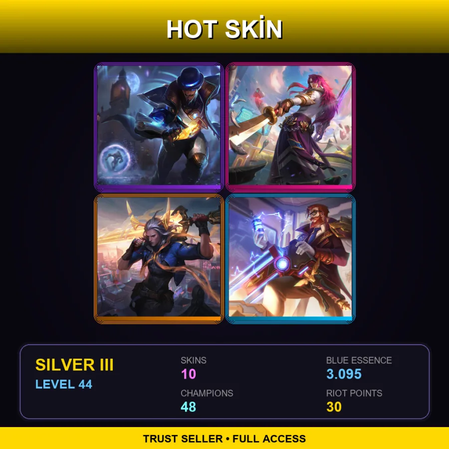 EUW | Lv44 | Silver III | 10 Skin | 48 Champ