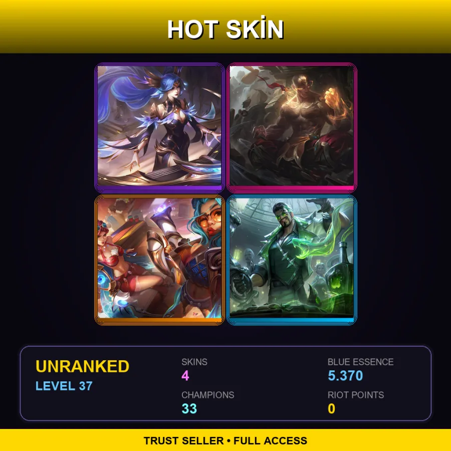 EUW | Lv37 | Unranked | 4 Skin | 33 Champ — Debonair Draven