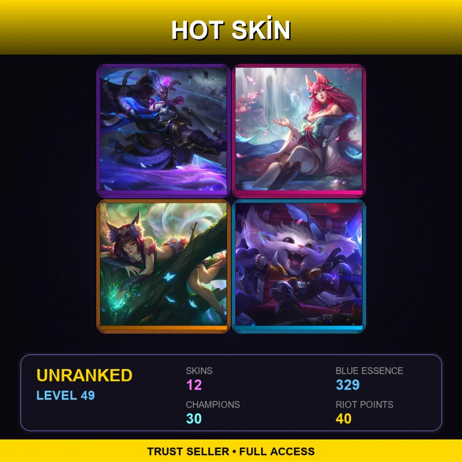 EUW | Lv49 | Unranked | 12 Skin | 30 Champ — LoL account
