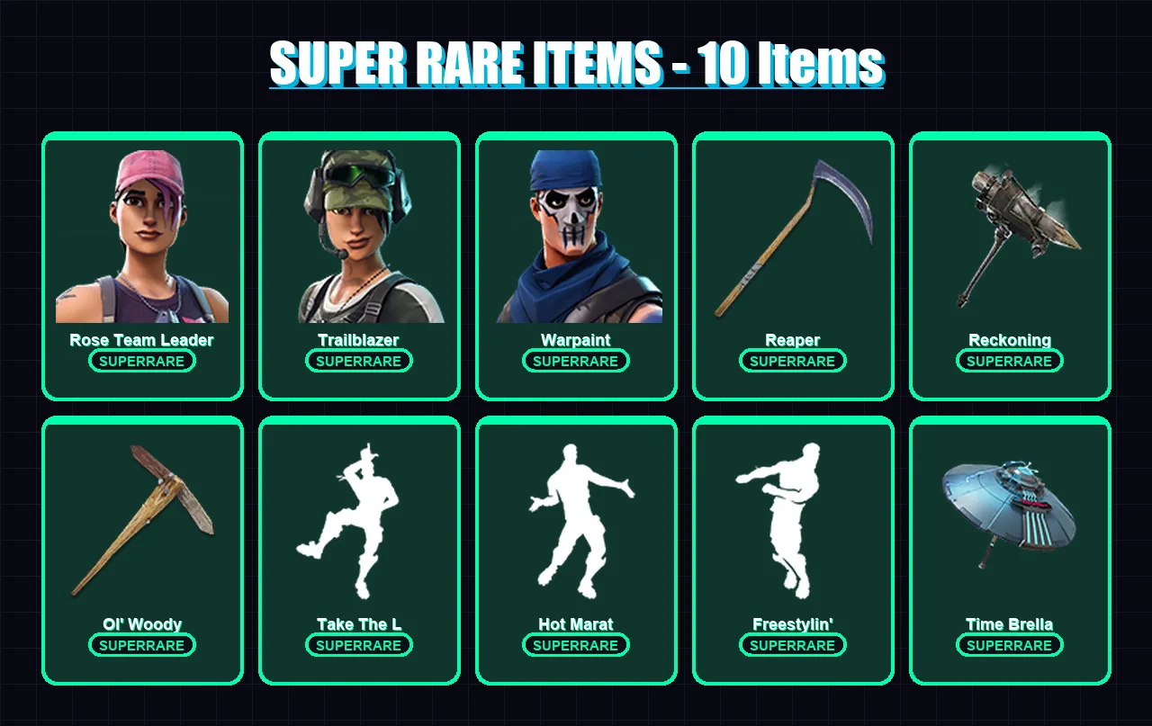 [PC/XBOX] | Rose Team Leader | Trailblazer | Warpaint | Torin | Sorana | 269 skin | 283 pickaxe | 174 emote | 175 glider | Lv2409