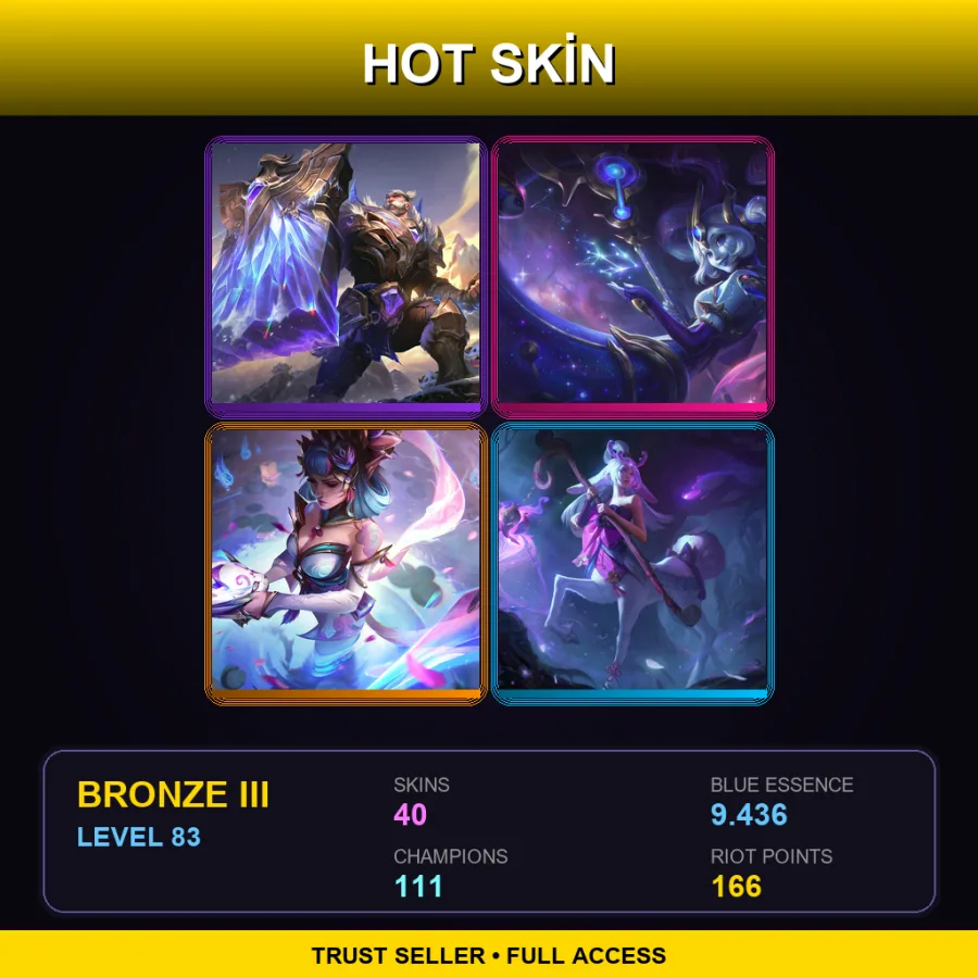 EUW | Lv83 | Bronze III | 40 Skin | 111 Champ