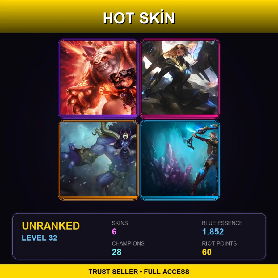 EUW | Lv32 | Unranked | 6 Skin | 28 Champ