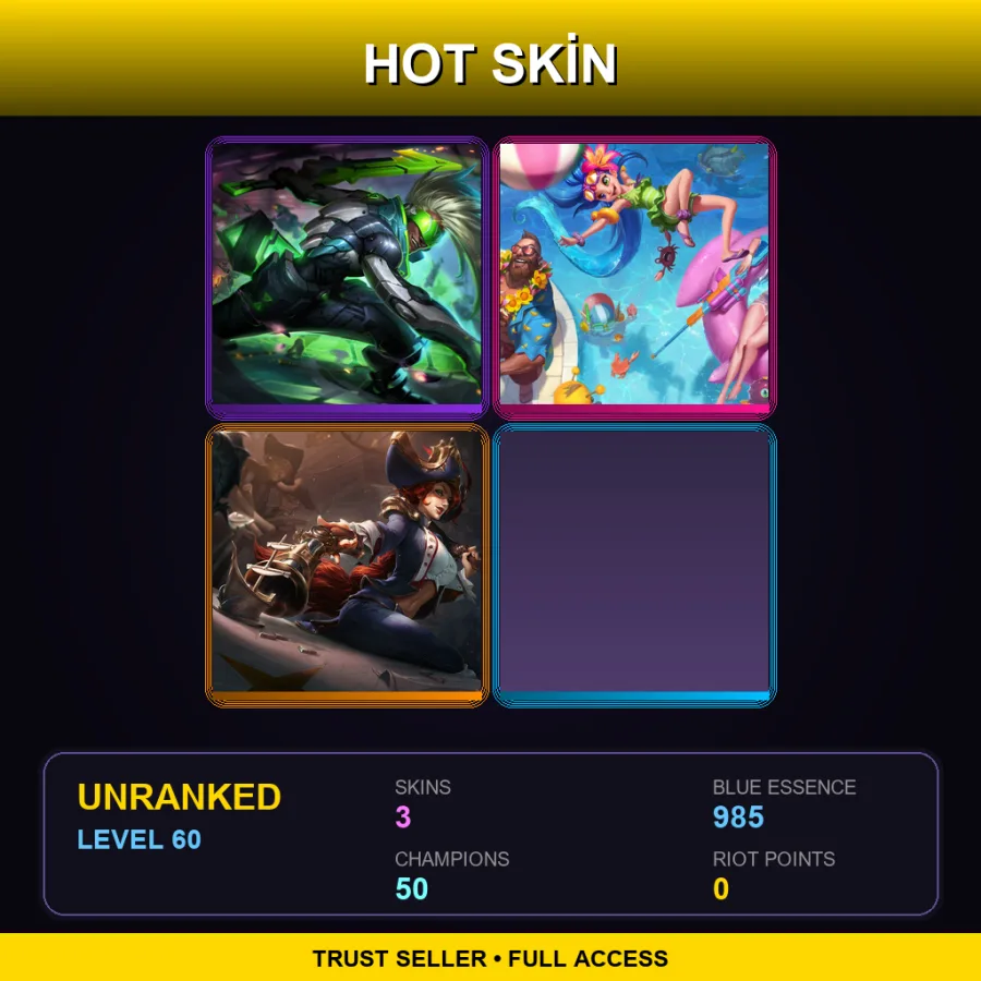 LAN | Lv60 | Unranked | 3 Skin | 50 Champ