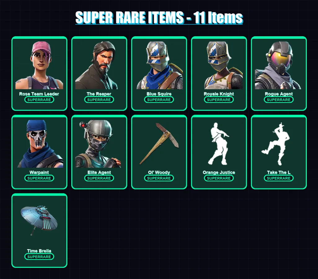 [PC/PSN] | Rose Team Leader | The Reaper | Blue Squire | Royale Knight | Rogue Agent | 48 skin | 59 pickaxe | 58 emote | 67 glider | Lv1048 — Fortnite account