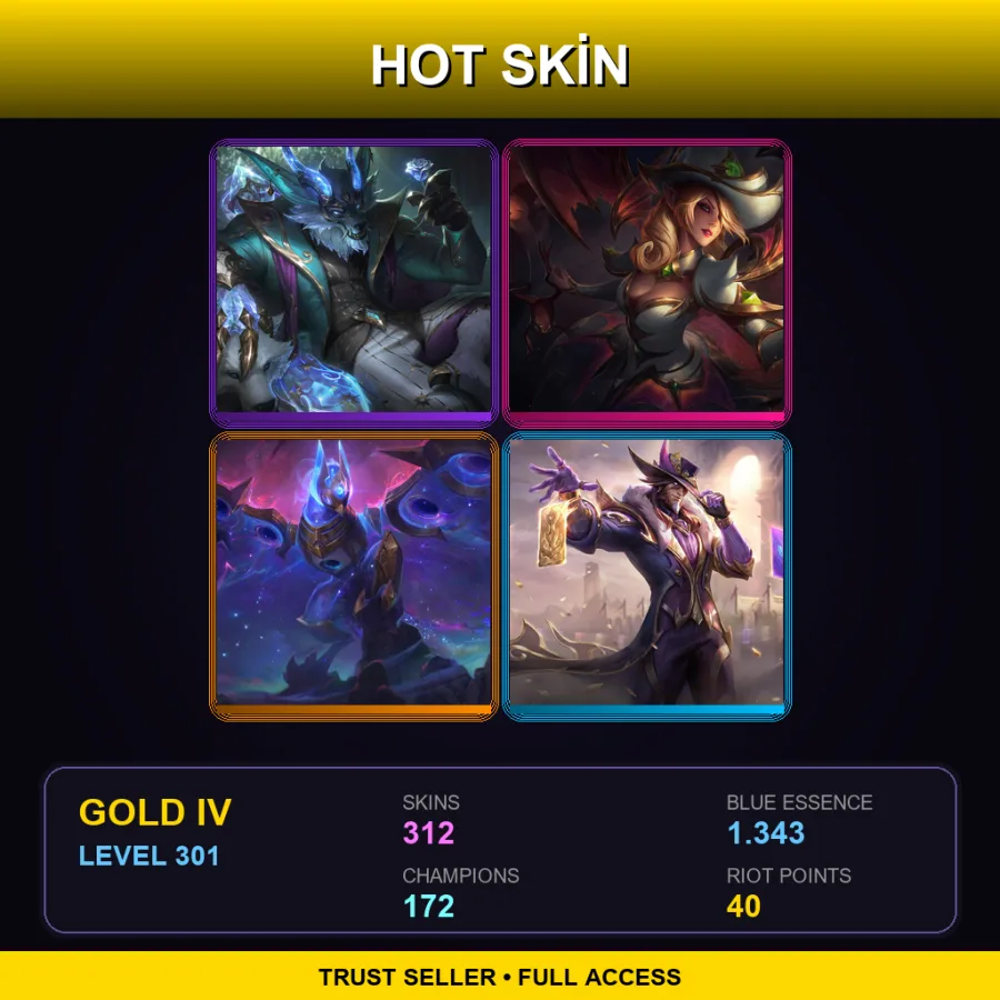 EUNE | Lv301 | Gold IV | 312 Skin | 172 Champ