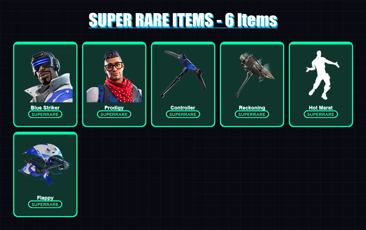 [PS4/PS5/XBOX/PC] | Blue Striker | Prodigy | Mandalorian | Blackheart | Lynx | 48 skin | 50 pickaxe | 51 emote | 54 glider | Lv761