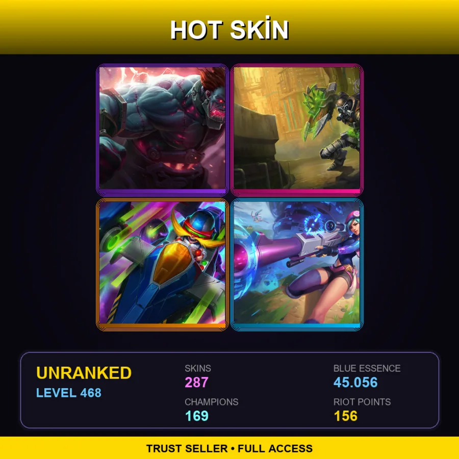 EUW | Lv468 | Unranked | 287 Skin | 169 Champ — Pulsefire Shen