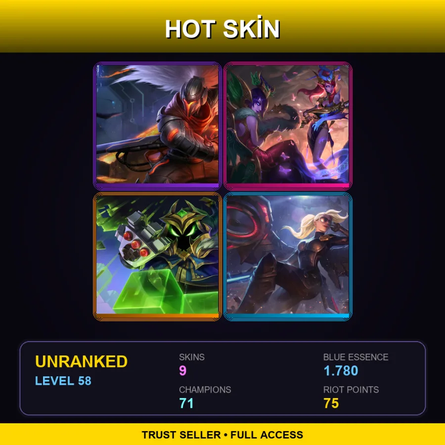 TR | Lv58 | Unranked | 9 Skin | 71 Champ