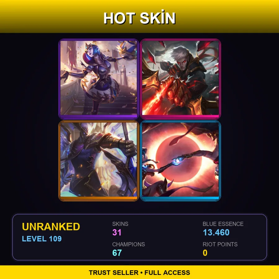 LAN | Lv109 | Unranked | 31 Skin | 67 Champ — Conqueror Varus