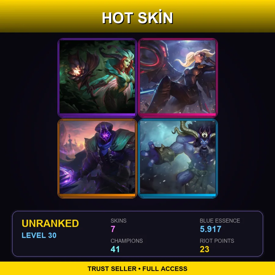 EUNE | Lv30 | Unranked | 7 Skin | 41 Champ — LoL account
