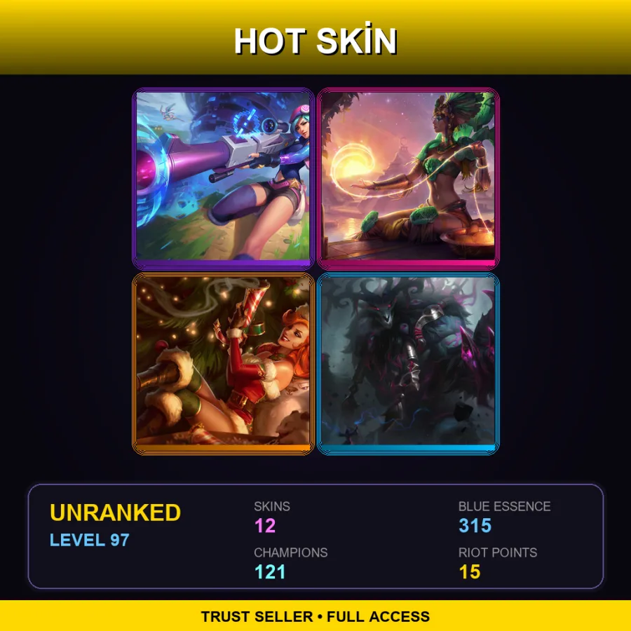 LAS | Lv97 | Unranked | 12 Skin | 121 Champ — LoL account