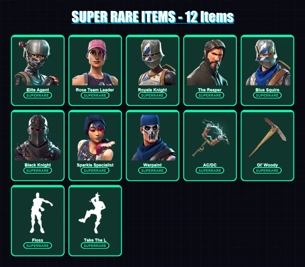 [PC/XBOX/PSN] | Elite Agent | Rose Team Leader | Royale Knight | The Reaper | Blue Squire | 53 skin | 58 pickaxe | 43 emote | 48 glider | Lv422