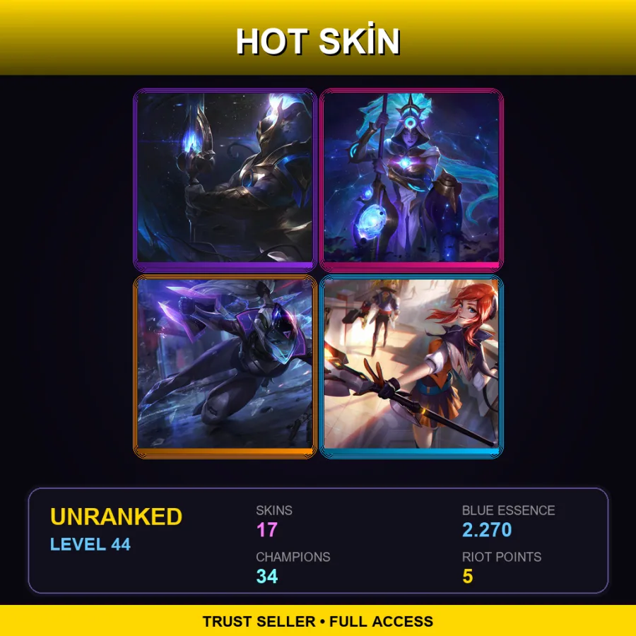 EUNE | Lv44 | Unranked | 17 Skin | 34 Champ