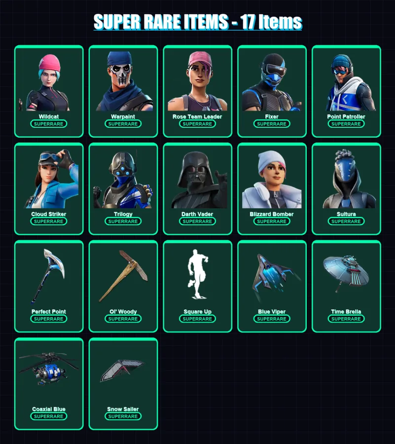 [PS4/PS5/XBOX/PC] | Wildcat | Warpaint | Rose Team Leader | Fixer | Point Patroller | 194 skin | 229 pickaxe | 176 emote | 193 glider | Lv3088 — Fortnite account