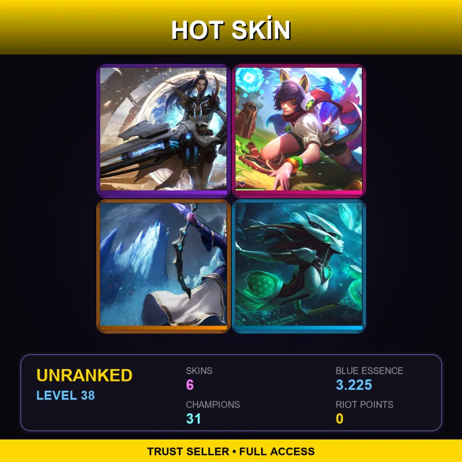 LAN | Lv38 | Unranked | 6 Skin | 31 Champ — LoL account