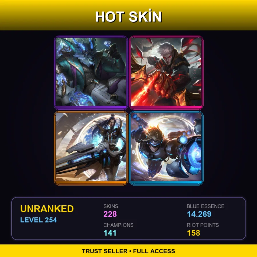 TW | Lv254 | Unranked | 228 Skin | 141 Champ — LoL account
