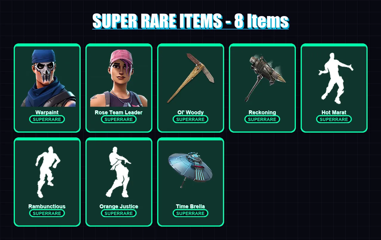 [PS4/PS5/XBOX/PC] | Warpaint | Rose Team Leader | Carbide | Omegarok | Kado Thorne | 79 skin | 90 pickaxe | 82 emote | 86 glider | Lv1119