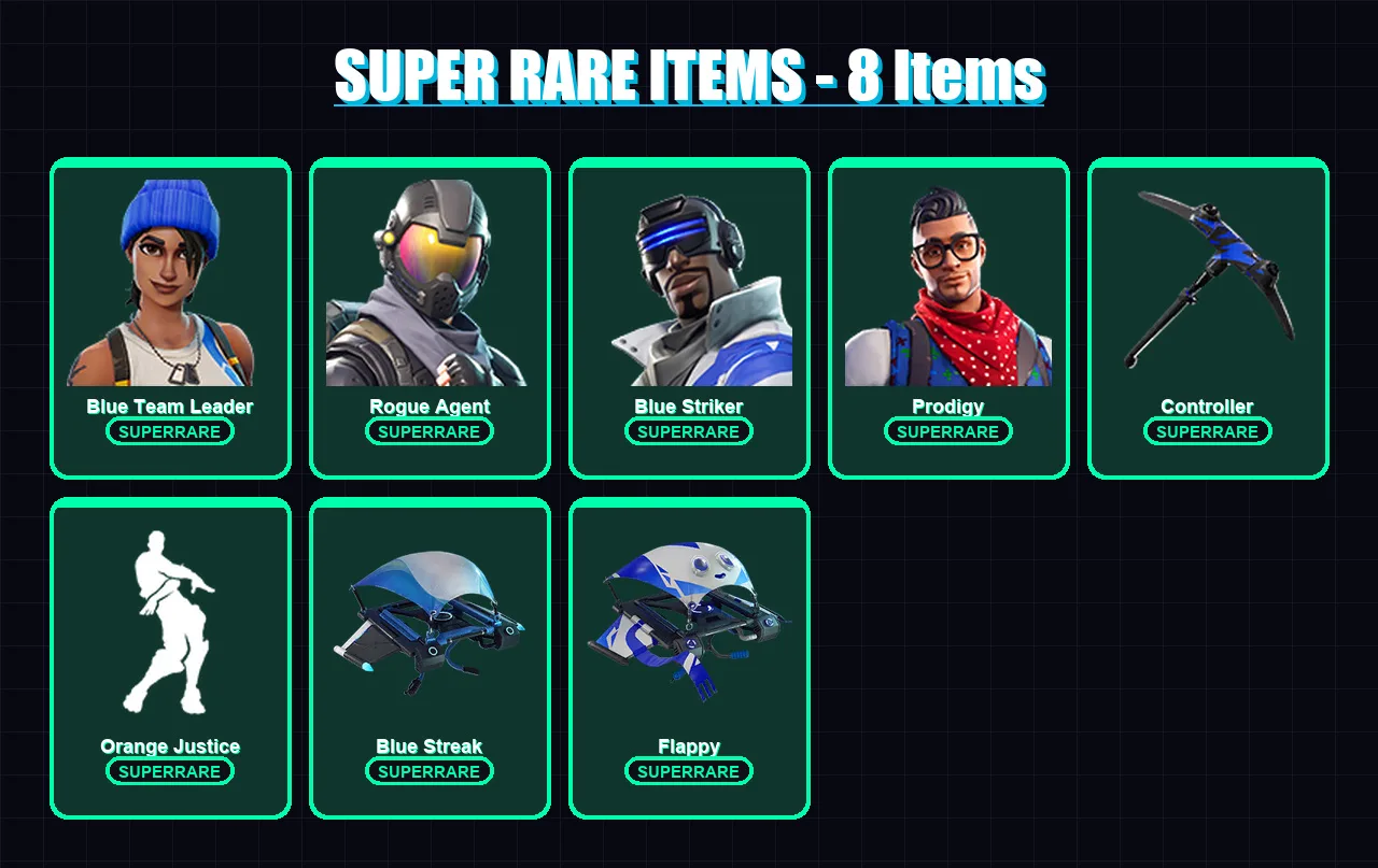 [PC/XBOX/PSN] | Blue Team Leader | Rogue Agent | Blue Striker | Prodigy | Carbide | 30 skin | 28 pickaxe | 19 emote | 30 glider | Lv329
