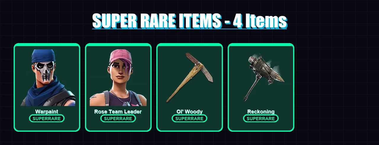 [PC/PSN] | Warpaint | Rose Team Leader | Hybrid | Enforcer | Calamity | 30 skin | 33 pickaxe | 33 emote | 35 glider | Lv338