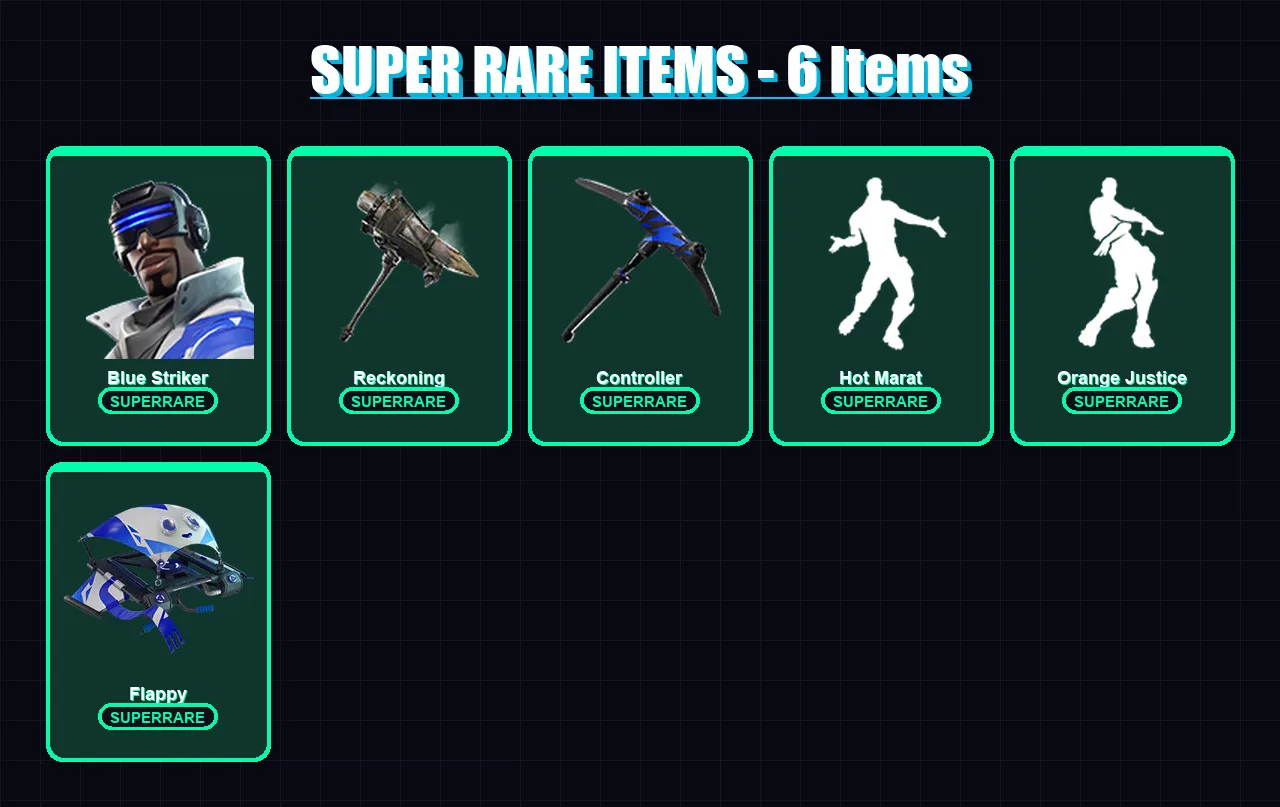 [PS4/PS5/XBOX/PC] | Blue Striker | Calamity | Blackheart | Sentinel | Catalyst | 19 skin | 15 pickaxe | 25 emote | 24 glider | Lv405