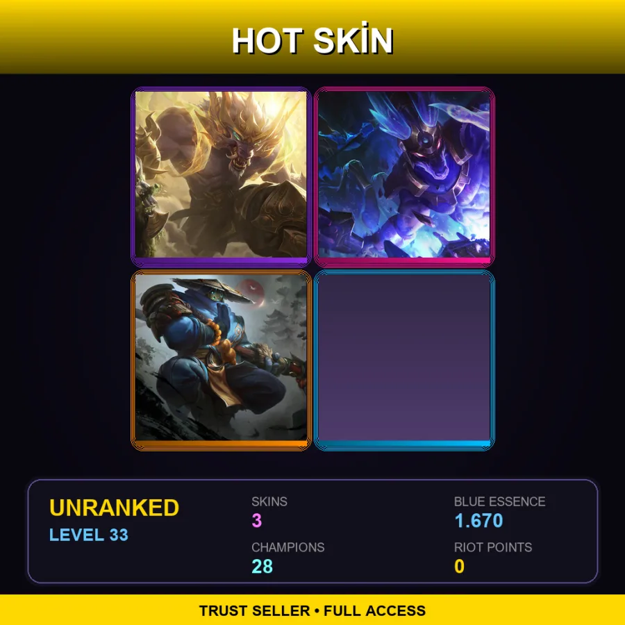 NA | Lv33 | Unranked | 3 Skin | 28 Champ