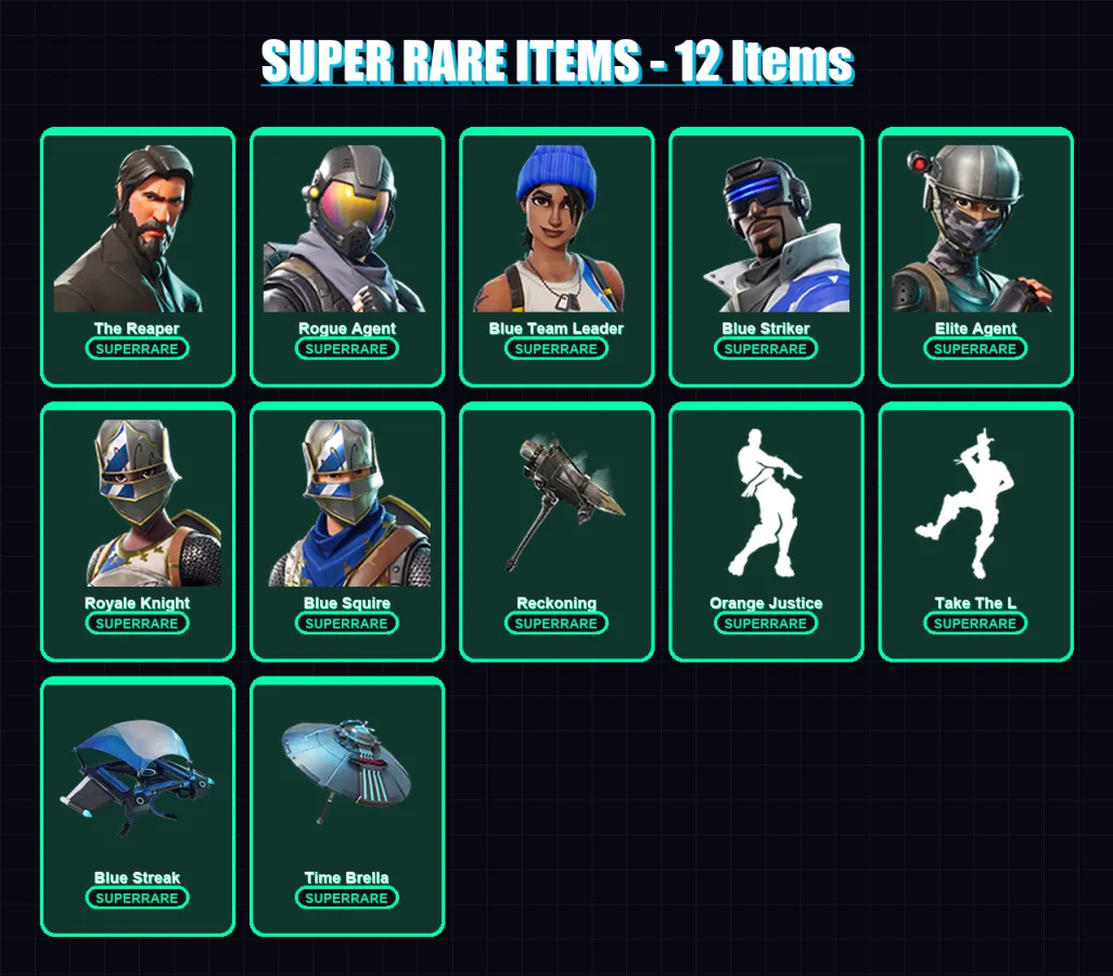 [PS4/PS5/XBOX/PC] | The Reaper | Rogue Agent | Blue Team Leader | Blue Striker | Elite Agent | 77 skin | 74 pickaxe | 79 emote | 77 glider | Lv970