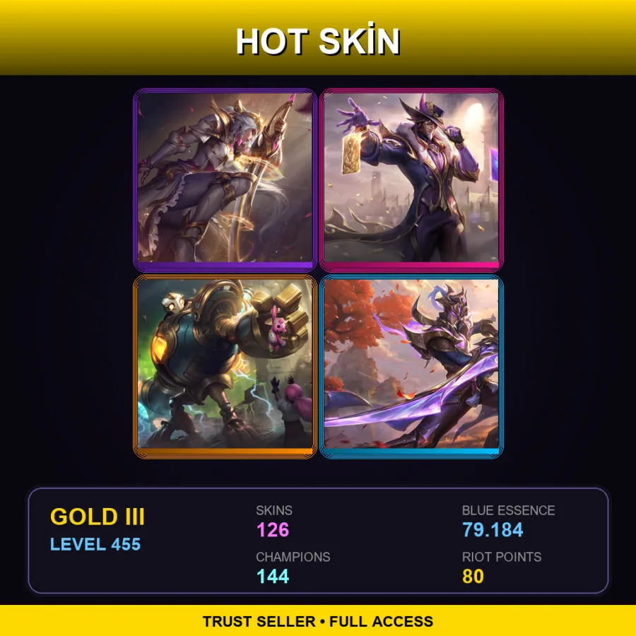 LAS | Lv455 | Gold III | 126 Skin | 144 Champ