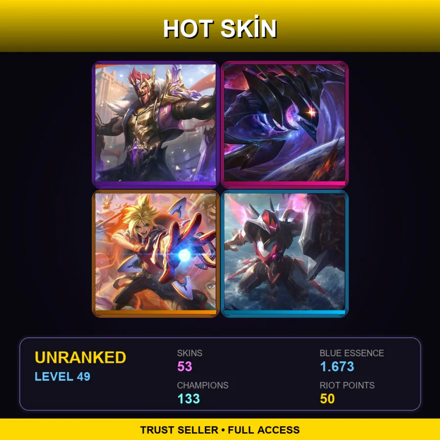 TR | Lv49 | Unranked | 53 Skin | 133 Champ
