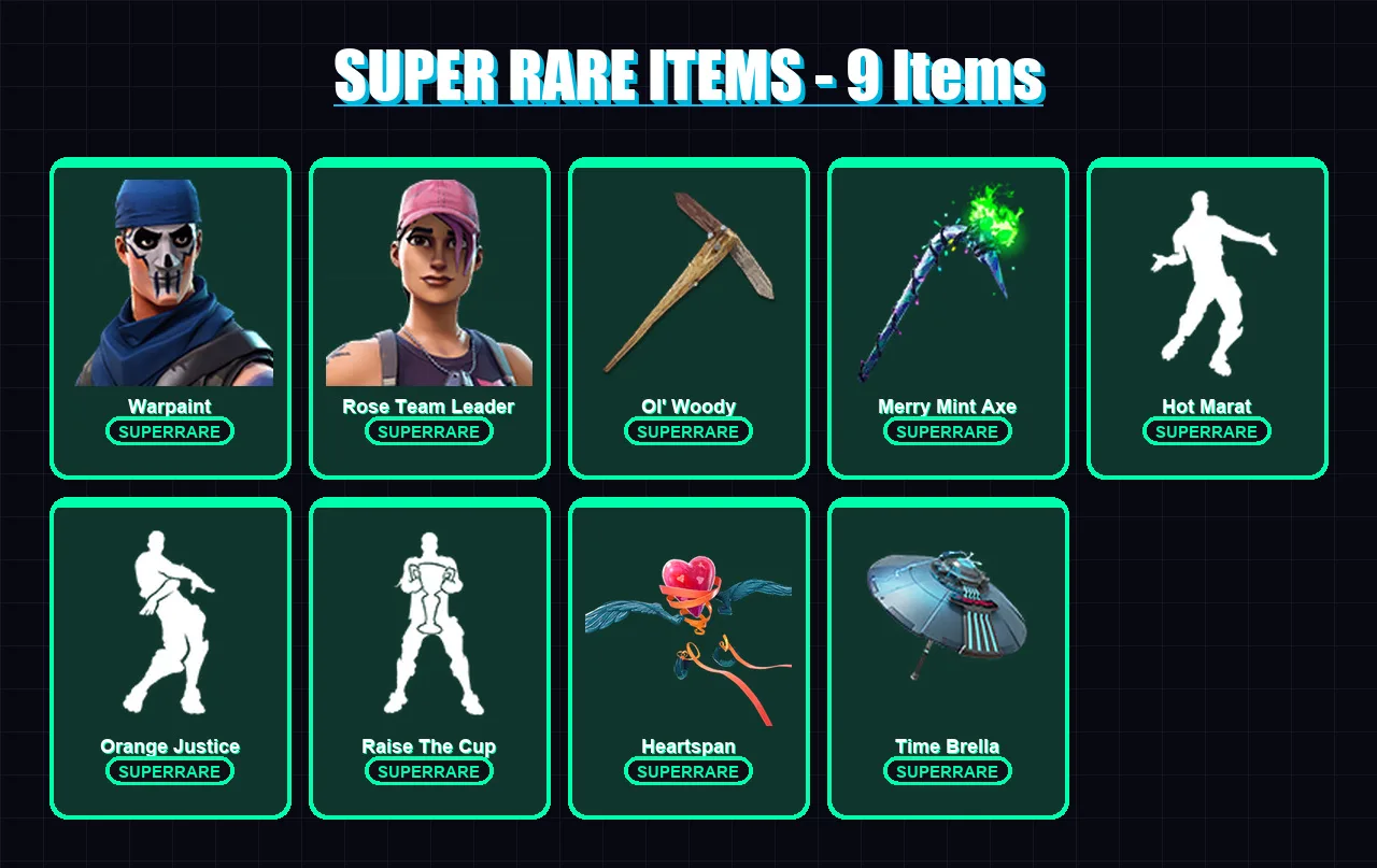 [PC/PSN] | Warpaint | Rose Team Leader | Blackheart | Midas | Zenith | 78 skin | 85 pickaxe | 116 emote | 90 glider | Lv1418