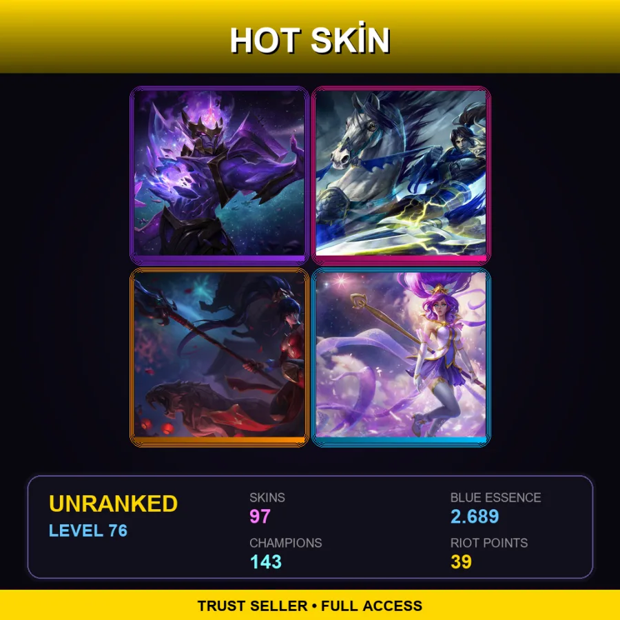 OCE | Lv76 | Unranked | 97 Skin | 143 Champ