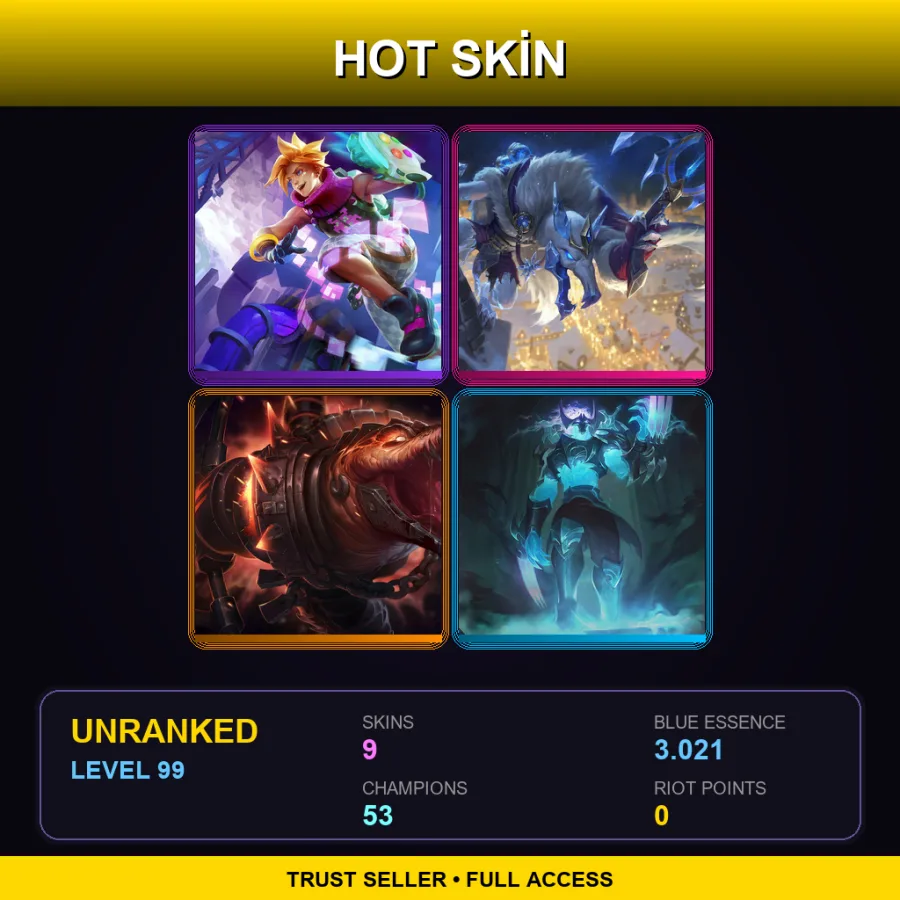 TR | Lv99 | Unranked | 9 Skin | 53 Champ