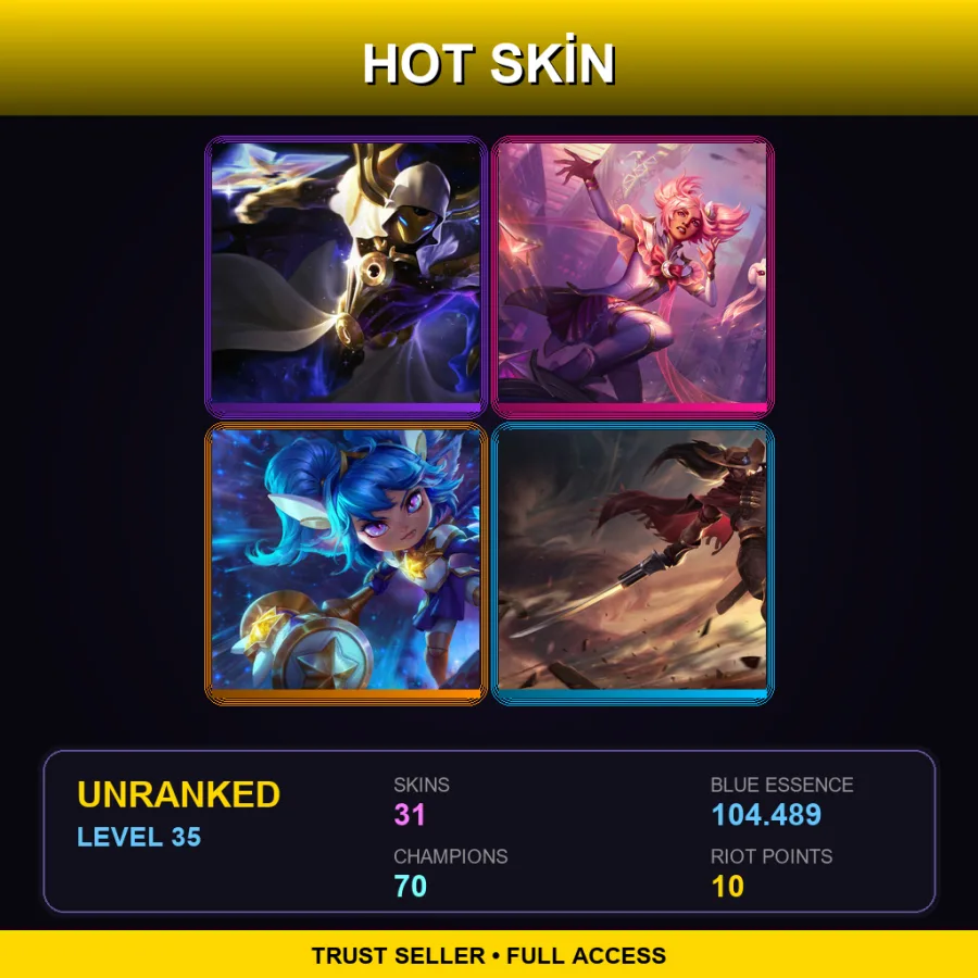 EUW | Lv35 | Unranked | 31 Skin | 70 Champ — LoL account